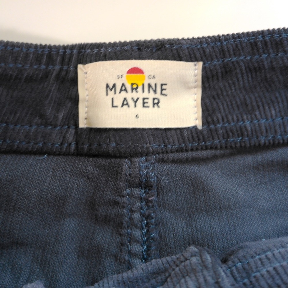 Marine Layer Bridget Corduroy Flare Pants India Ink Navy Blue High Rise Size 6 - Picture 3 of 12